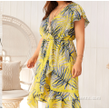 Plus Size Casual Women Unregelmäßiges Kurzarmkleid